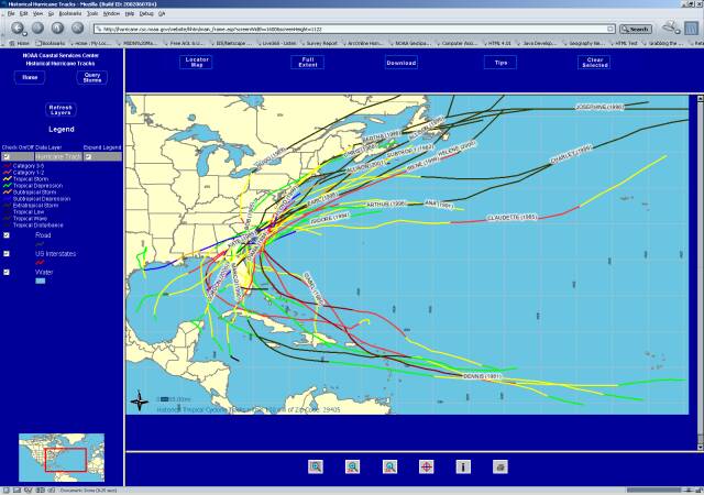 Historical Hurricane Track ArcIMS Website